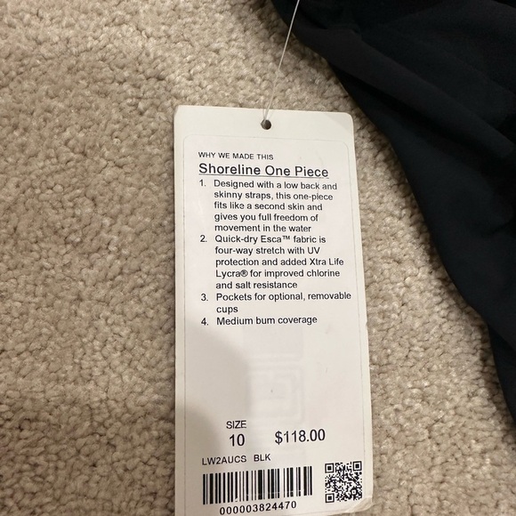 Lululemon 10 NWT Shoreline One Piece Black - Picture 6 of 6